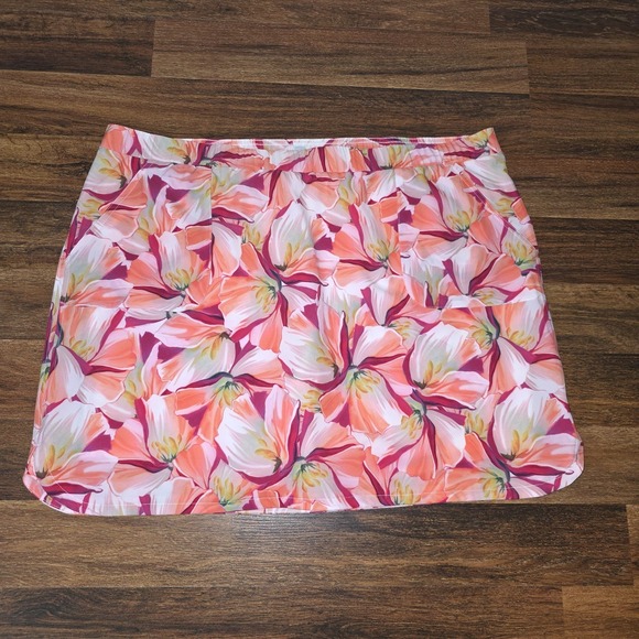 Chico's Pants - Chicos Skort Size 4 20 XXL Pull-On Inner Shorts Floral Pockets Golf Pickleball